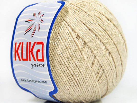 Lot of 4 x 100gr Skeins KUKA SUMMER MERCERIZED (70% Mercerized Cotton 30% Viscose) Yarn Beige