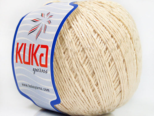 Lot of 4 x 100gr Skeins KUKA SUMMER MERCERIZED (70% Mercerized Cotton 30% Viscose) Yarn Dark Cream