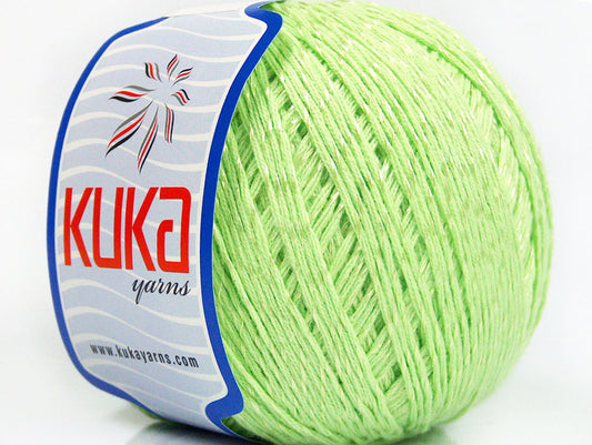 Lot of 4 x 100gr Skeins KUKA SUMMER MERCERIZED (70% Mercerized Cotton 30% Viscose) Yarn Light Green