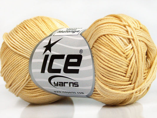Lot of 6 Skeins Ice Yarns COTTON FINE MELANGE (100% Mercerized Cotton) Yarn Cream