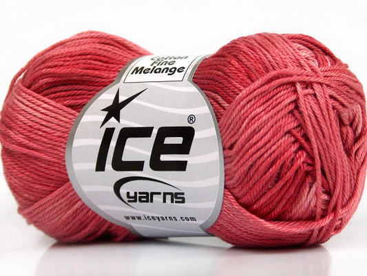 Lot of 6 Skeins Ice Yarns COTTON FINE MELANGE (100% Mercerized Cotton) Yarn Salmon