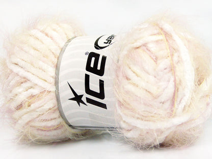 Lot of 4 x 100gr Skeins ICE TECHNO CHENILLE (70% Microfiber) Yarn White Pink Yellow
