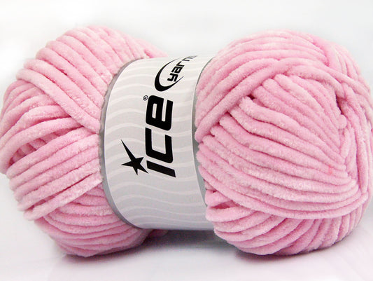 Lot of 4 x 100gr Skeins ICE CHENILLE ARAN (100% Microfiber) Yarn Light Pink