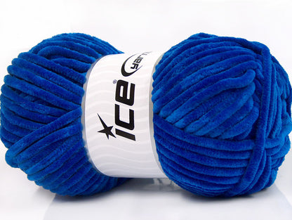 Lot of 4 x 100gr Skeins ICE CHENILLE ARAN (100% Microfiber) Yarn Blue