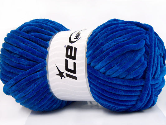 Lot of 4 x 100gr Skeins ICE CHENILLE ARAN (100% Microfiber) Yarn Blue