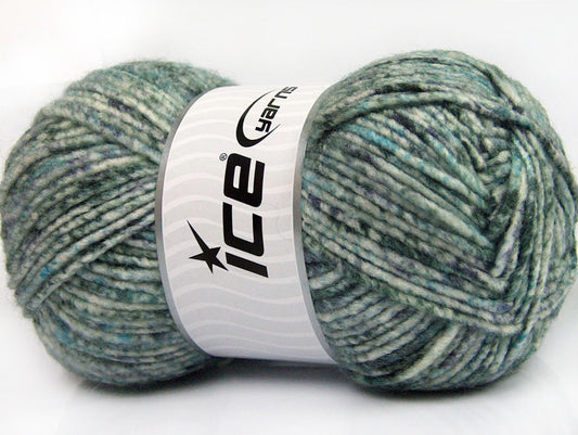 Lot of 4 x 100gr Skeins Ice Yarns WOOL MELANGE (30% Wool) Yarn Grey Shades Turquoise White