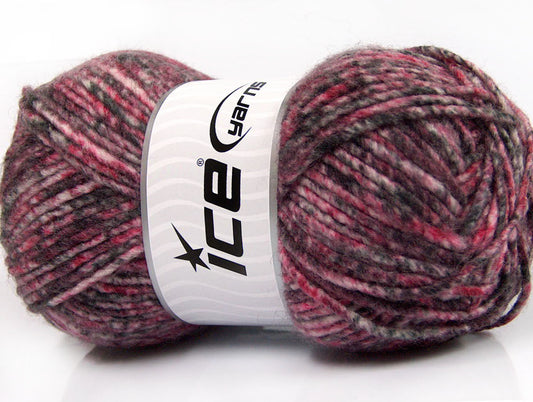 Lot of 4 x 100gr Skeins Ice Yarns WOOL MELANGE (30% Wool) Yarn Grey Pink Shades White