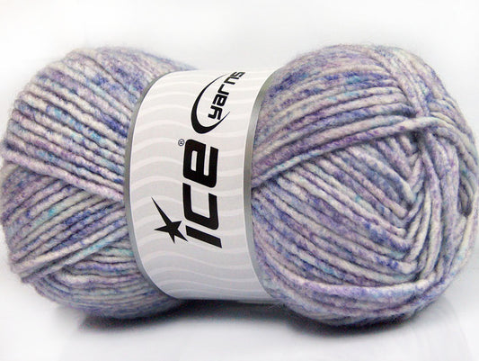 Lot of 4 x 100gr Skeins Ice Yarns WOOL MELANGE (30% Wool) Yarn Lilac Shades Turquoise White