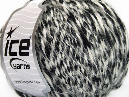 Lot of 8 Skeins ICE SALE WINTER (10% Mohair 35% Wool) Yarn Black White