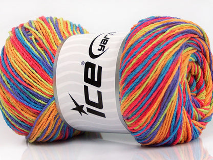 Lot of 4 x 100gr Skeins Ice Yarns DREAM Yarn Blue Purple Green Orange Salmon