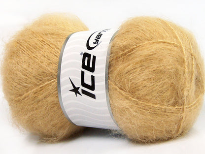 Lot of 4 x 100gr Skeins ICE MOHAIR (70% Mohair) Hand Knitting Yarn Light Brown