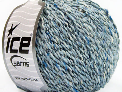 Lot of 8 Skeins ICE PIEMONTE LANA (40% Wool) Hand Knitting Yarn Blue Melange