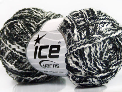 Lot of 8 Skeins ICE MURANO Hand Knitting Yarn Black White