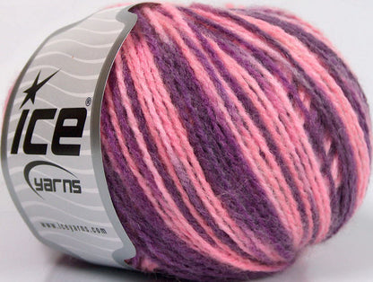 Lot of 8 Skeins ICE SALE WINTER (50% Wool) Yarn Pink Purple Shades