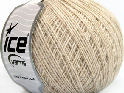 Lot of 8 Skeins ICE WOOL CORD SPORT (50% Wool) Hand Knitting Yarn Beige