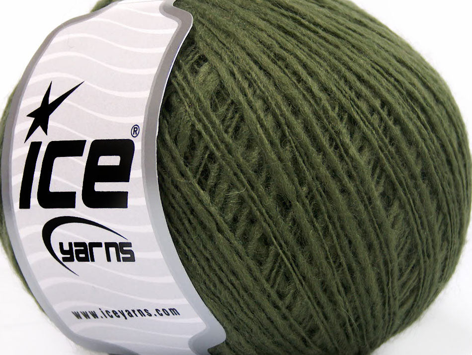 Lot of 8 Skeins Ice Yarns FLAMME WOOL FINE (50% Wool) Hand Knitting Yarn Khaki