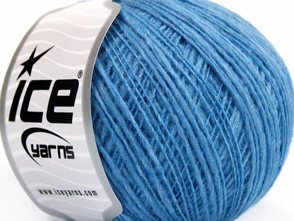 Lot of 8 Skeins ICE FLAMME WOOL FINE (50% Wool) Yarn Light Blue Melange
