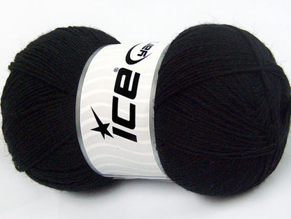 Lot of 4 x 100gr Skeins ICE SOLID SOCK (75% Superwash Wool) Yarn Black