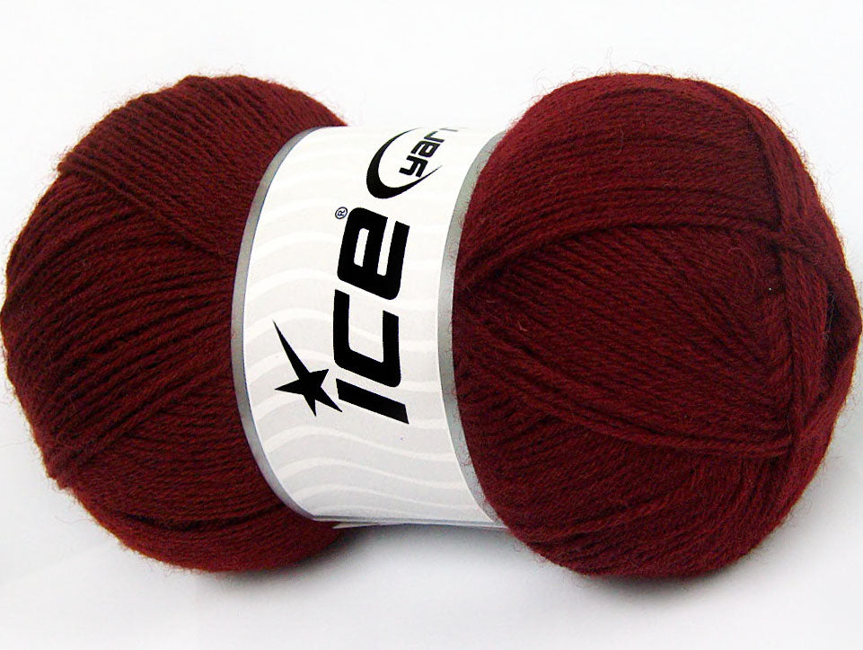 Lot of 4 x 100gr Skeins ICE SOLID SOCK (75% Superwash Wool) Yarn Dark Burgundy
