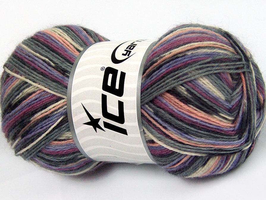 Lot of 4 x 100gr Skeins ICE MAGIC SOCK (75% Superwash Wool) Yarn Grey Lilac Orchid Light Pink