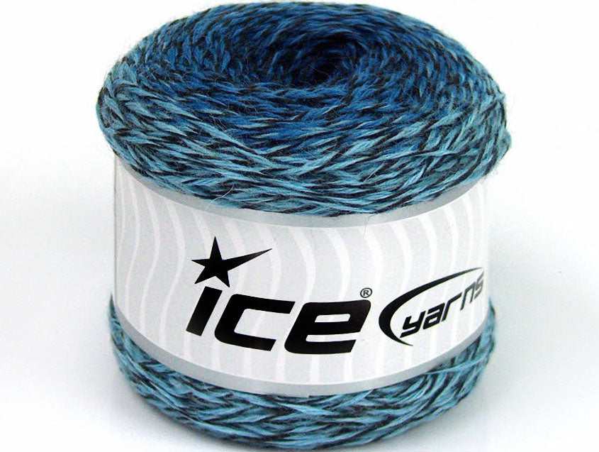 Lot of 2 Skeins ICE CAKES SOCK (75% Superwash Wool) Yarn Blue Shades Black