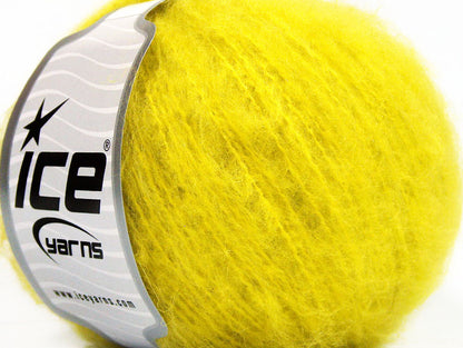 Lot of 8 Skeins ICE PIUMOTTO MOHAIR (20% Mohair 10% Wool) Yarn Neon Yellow