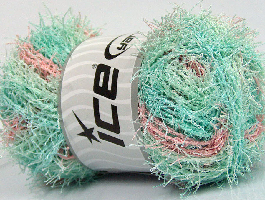 Lot of 4 x 100gr Skeins Ice Yarns SCRUBBER TWIST COLOR Yarn Mint Green Pink Blue