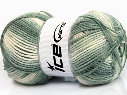 Lot of 4 x 100gr Skeins ICE BABY PRINT Hand Knitting Yarn Grey Shades White