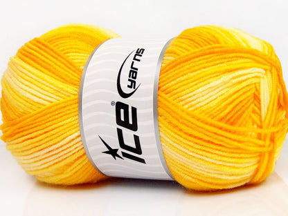 Lot of 4 x 100gr Skeins ICE BABY PRINT Hand Knitting Yarn Gold Shades Cream