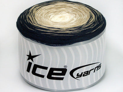 Lot of 2 x 150gr Skeins ICE CAKES COTTON FINE (50% Cotton) Yarn Dark Navy Beige Cream