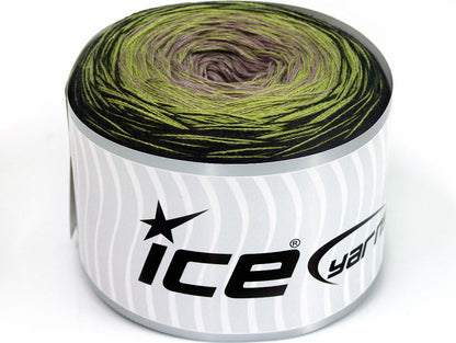 Lot of 2 x 150gr Skeins ICE CAKES COTTON FINE (50% Cotton) Yarn Black Green Camel