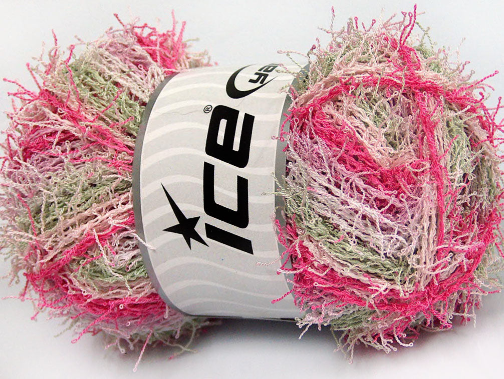 Lot of 4 x 100gr Skeins Ice Yarns SCRUBBER TWIST COLOR Yarn Pink Shades Light Khaki