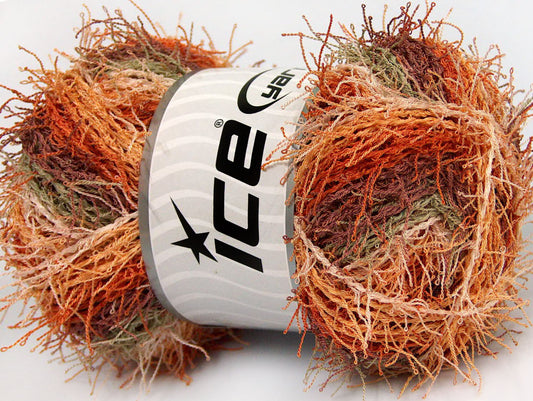 Lot of 4 x 100gr Skeins Ice Yarns SCRUBBER TWIST COLOR Yarn Brown Gold Light Khaki Salmon