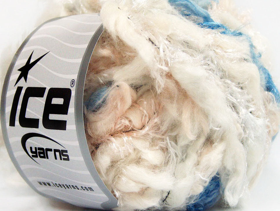 Lot of 8 Skeins ICE AMALFI Hand Knitting Yarn Blue White Powder Pink