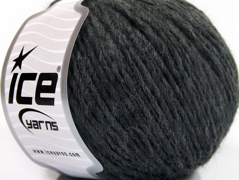 Lot of 8 Skeins ICE WOOL CORD ARAN (50% Wool) Yarn Anthracite Black