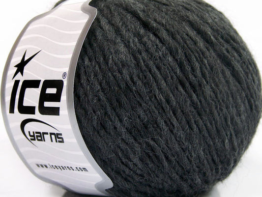 Lot of 8 Skeins ICE WOOL CORD ARAN (50% Wool) Yarn Anthracite Black