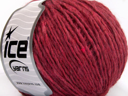 Lot of 8 Skeins Ice Yarns WOOL CORD ARAN (50% Wool) Yarn Fuchsia Melange