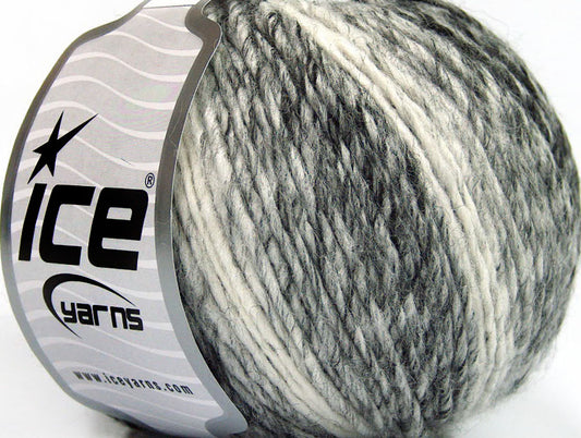 Lot of 8 Skeins ICE WOOL CORD ARAN (50% Wool) Yarn Grey Shades White