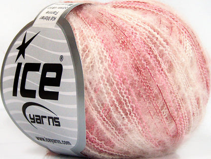 Lot of 10 Skeins ICE KID MOHAIR FLAMME (37% Kid Mohair) Yarn Pink Shades Red White