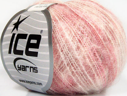 Lot of 10 Skeins ICE KID MOHAIR FLAMME (37% Kid Mohair) Yarn Pink Shades White