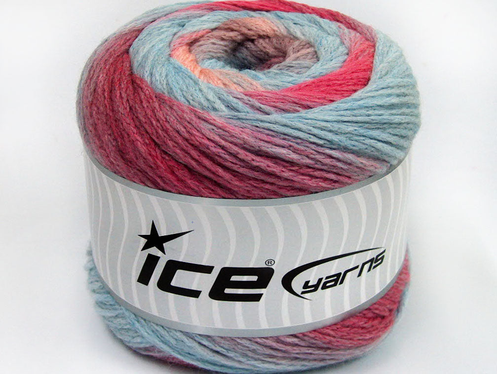 Lot of 2 x 200gr Skeins ICE CAKES CHAIN Yarn Blue Shades Pink Shades Salmon