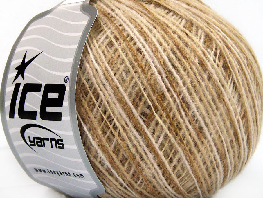 Lot of 8 Skeins ICE WOOL CORD SPORT (50% Wool) Yarn Camel Beige Cream