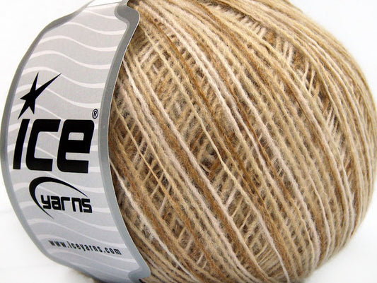 Lot of 8 Skeins ICE WOOL CORD SPORT (50% Wool) Yarn Camel Beige Cream