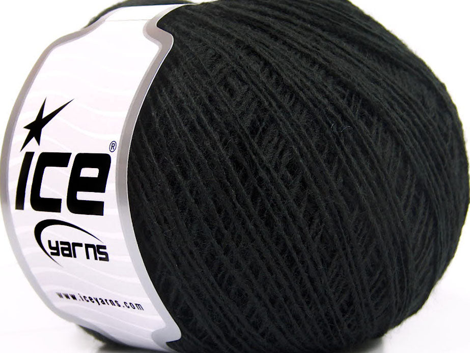 Lot of 8 Skeins ICE WOOL CORD SPORT (50% Wool) Hand Knitting Yarn Black