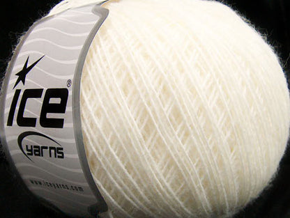 Lot of 8 Skeins ICE WOOL CORD SPORT (50% Wool) Hand Knitting Yarn Ecru