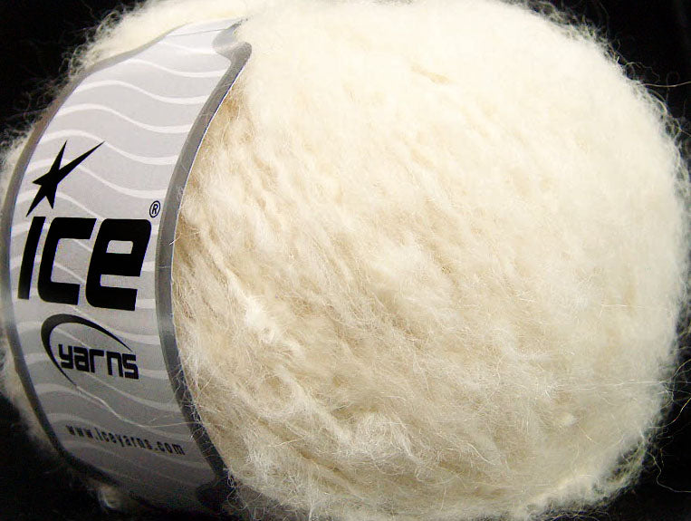 Lot of 8 Skeins ICE KAN MOHAIR (20% Mohair 25% Wool) Hand Knitting Yarn Cream