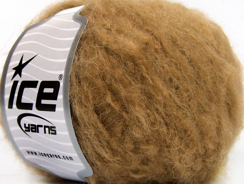 Lot of 8 Skeins ICE KAN MOHAIR (20% Mohair 25% Wool) Yarn Light Brown