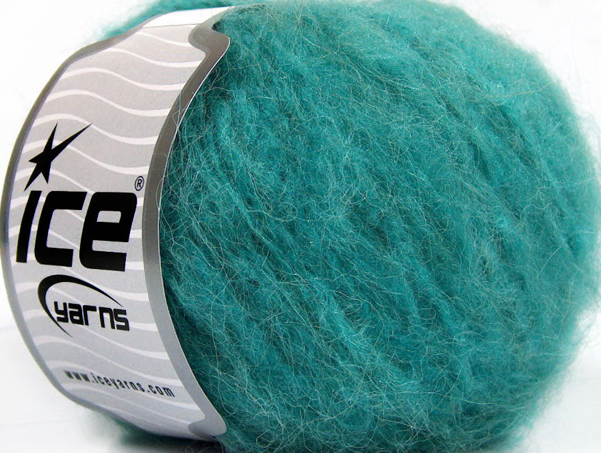 Lot of 8 Skeins ICE KAN MOHAIR (20% Mohair 25% Wool) Yarn Turquoise