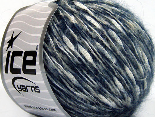 Lot of 8 Skeins ICE SALE WINTER (20% Mohair 20% Wool) Yarn Navy White Light Grey