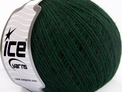Lot of 8 Skeins ICE WOOL CORD SPORT (50% Wool) Hand Knitting Yarn Dark Green
